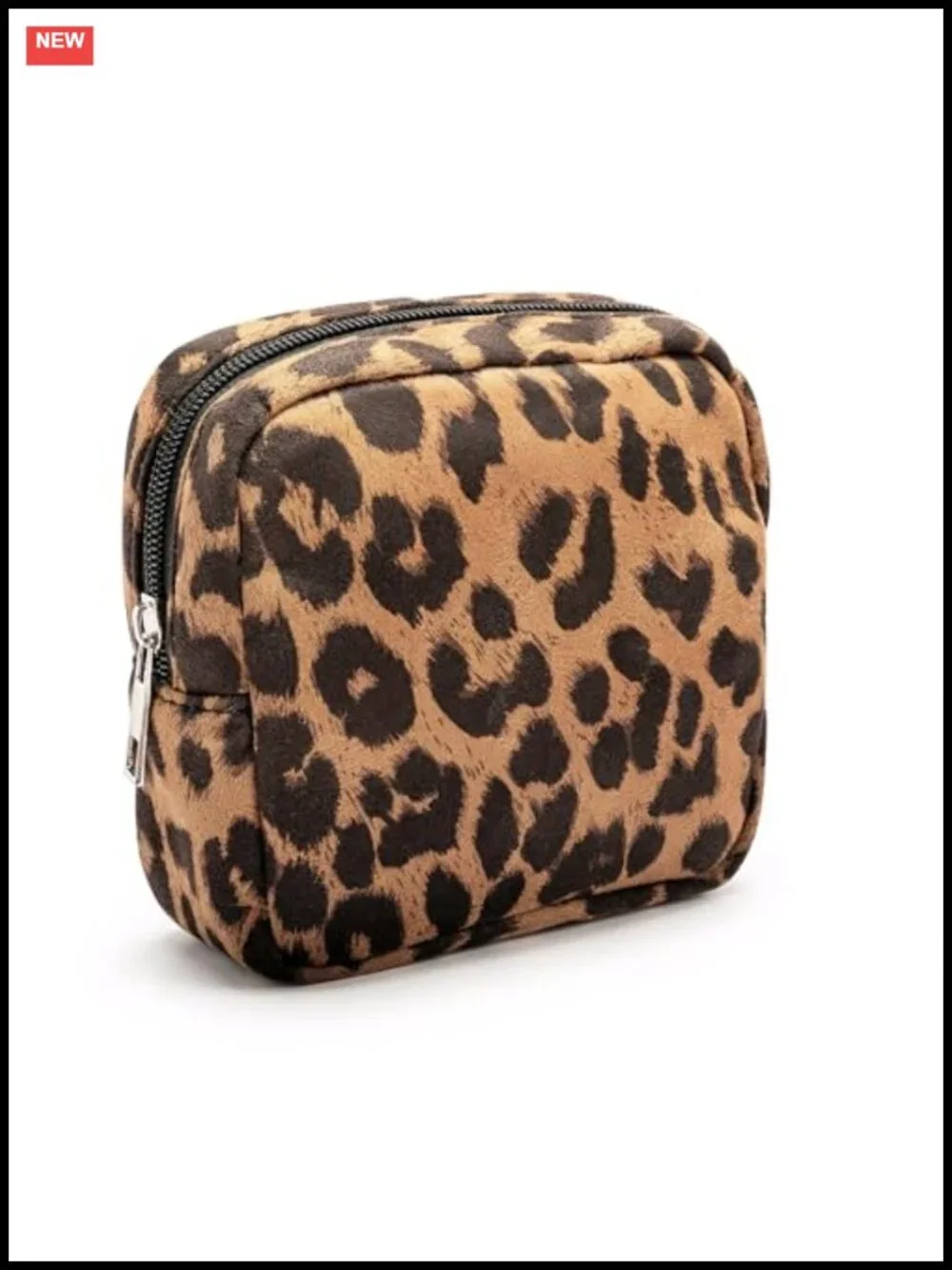 Fabric Leopard Print Makeup Bag Travel Cosmetic Case Soft Toiletry Bag with
